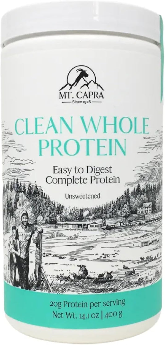 Mt Capra Clean Whole Protein Blend - Grass-Fed Goat Protein with Whey & Casein, 20g Protein per Serving, Muscle Building, No Bloating, 13 Servings, 400g