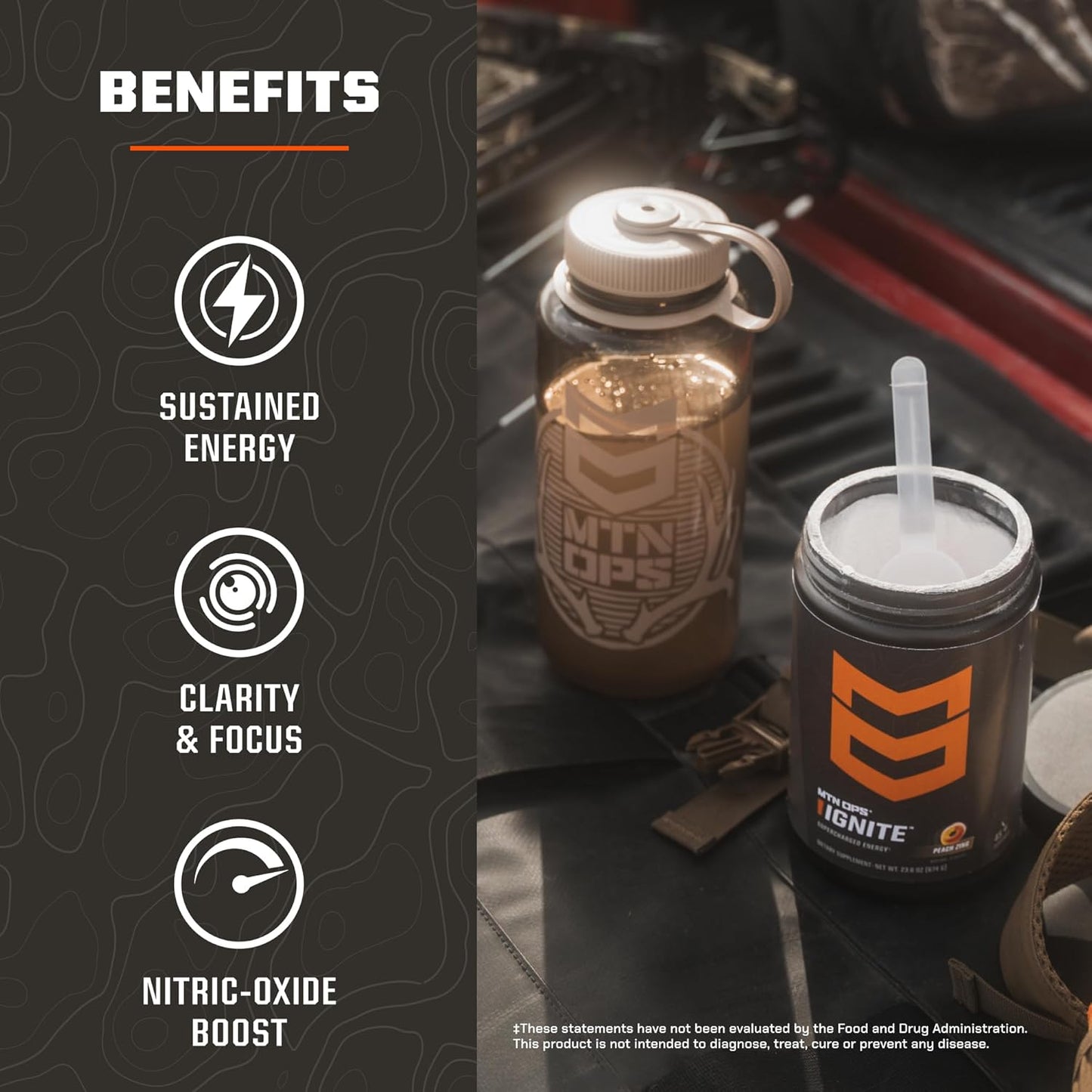 MTN OPS Ignite Energy Drink Powder - Gluten Free Nitric Oxide Supplement Mix with L Arginine, L Citrulline, Caffeine, & Nootropic Blend - 45 Servings, Blue Raspberry Lemonade Flavor