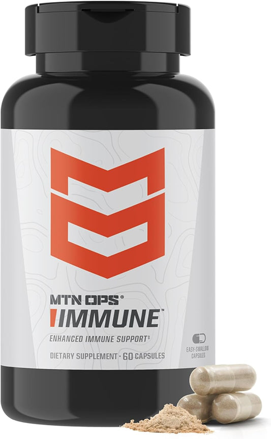 MTN OPS Immune Support Capsules with Vitamin D, Vitamin C, Zinc, Elderberry, Echinacea - 60 Capsules