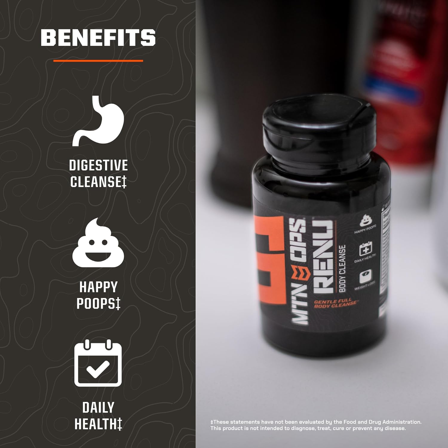 MTN OPS Renu Detox Cleanse Capsules - Full Body & Colon Cleanse Supplement with Antioxidants, 30 Servings