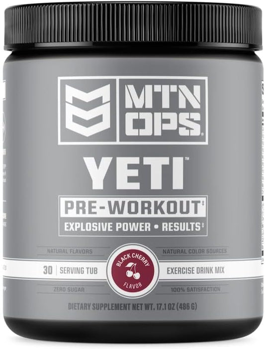 MTN OPS Yeti Monster Black Cherry Pre-Workout Powder Energy Drink Tub - 30 Servings