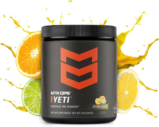 MTN OPS Yeti Monster Citrus Bliss Pre-Workout Powder Energy Drink - 30 Servings