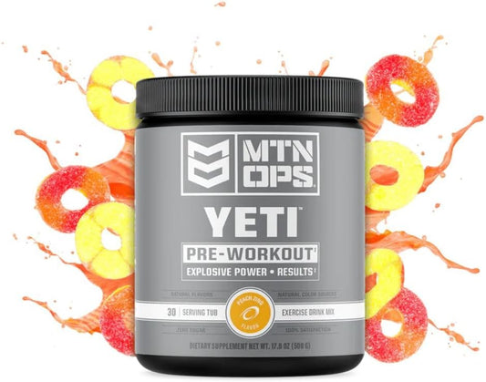 MTN OPS Yeti Monster Peach Zing Pre-Workout Powder Energy Drink - 30 Servings