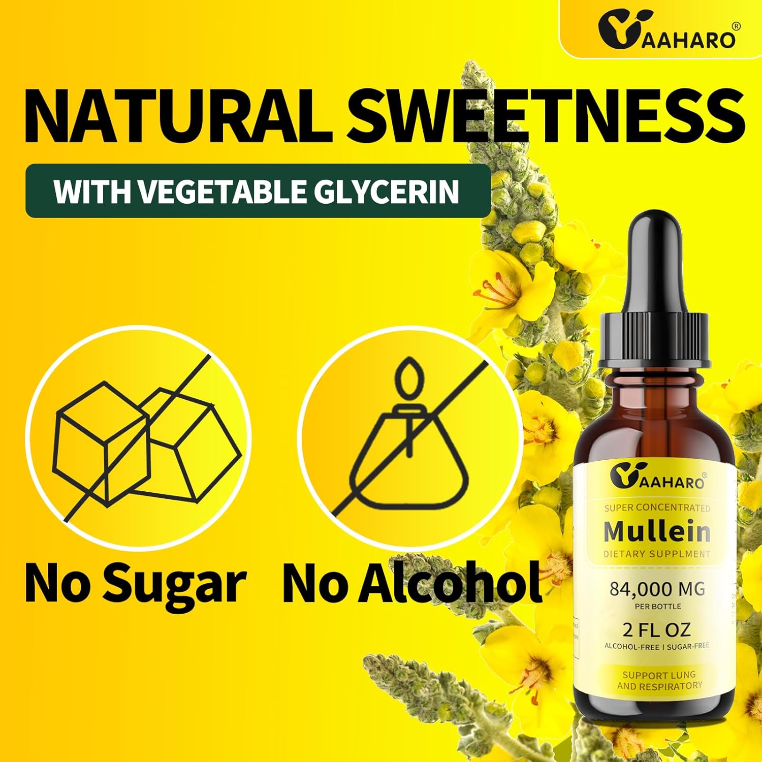 Mullein Drops for Lungs (2 Pack) - Natural Herbal Supplement for Lung Cleanse & Respiratory Function - Alcohol-Free Mullein Leaf Extract - Vegan, Non-GMO, Gluten-Free - 4 Fl Oz