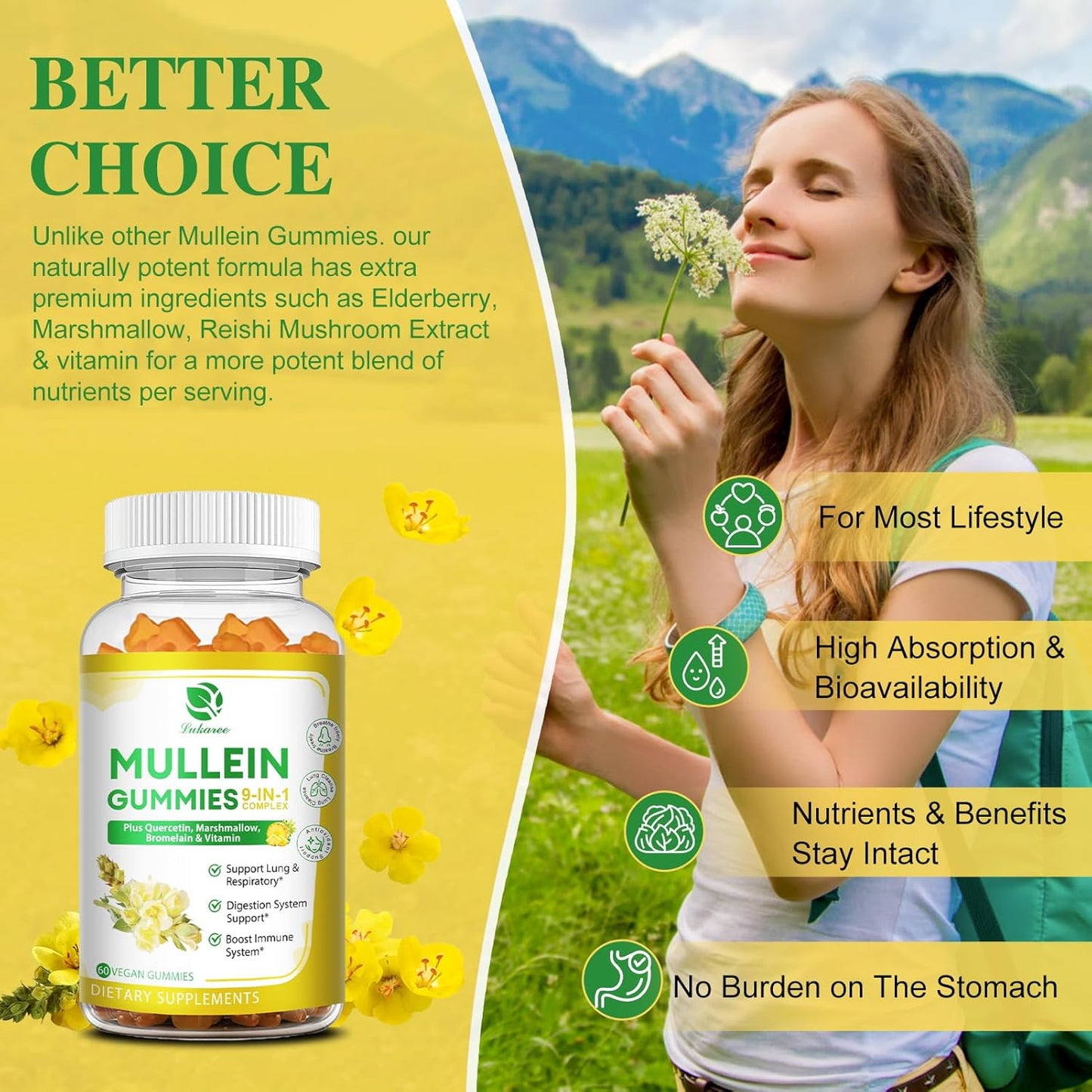 Mullein Gummies (3 Pack) - 9-in-1 Lung Cleanse Supplement with Elderberry & Marshmallow - 180 Vegan Gummies for Respiratory & Immune Support