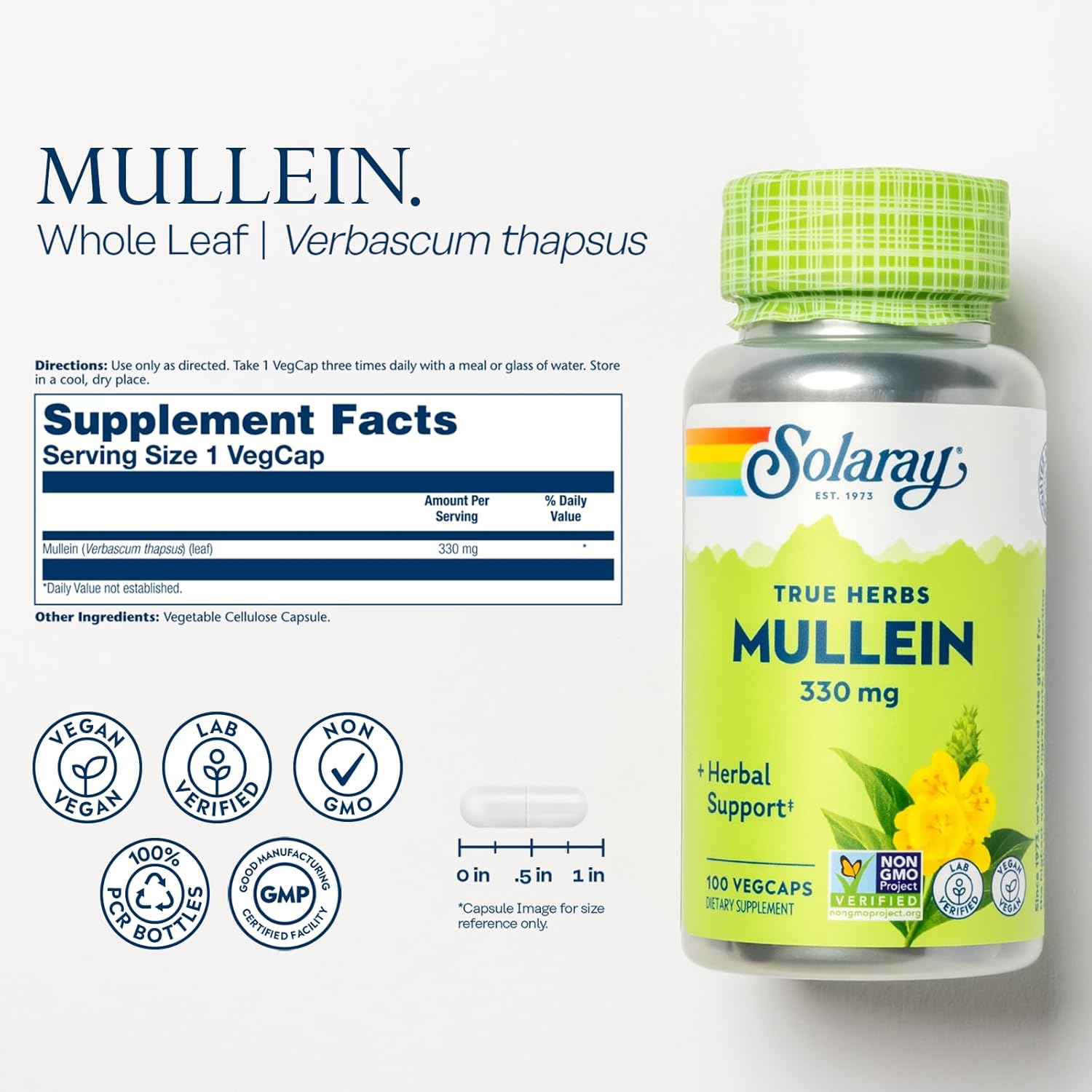 Mullein Leaf and Marshmallow Root Wellness Bundle - High Mucilage Soluble Fiber Herbs for Soothing Support - Vegan, Non-GMO, Lab Verified - 200/100 VegCaps