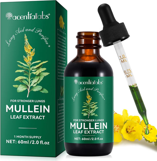 Mullein Leaf Drops for Lung Cleanse and Phlegm - Powerful Extract for Stronger Lungs