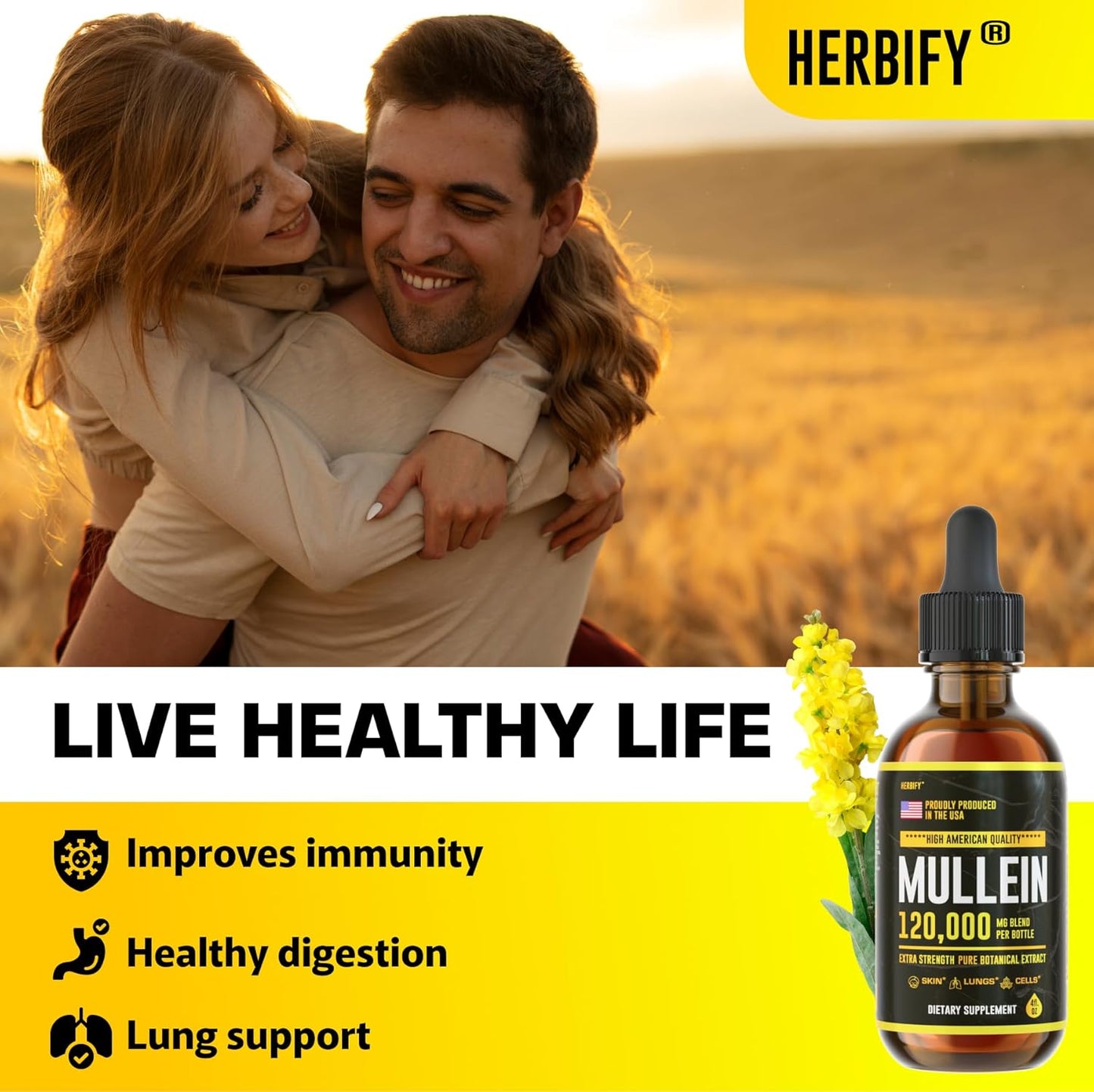 Mullein Leaf Extract and Lemon Balm Bundle for Respiratory and Brain Support