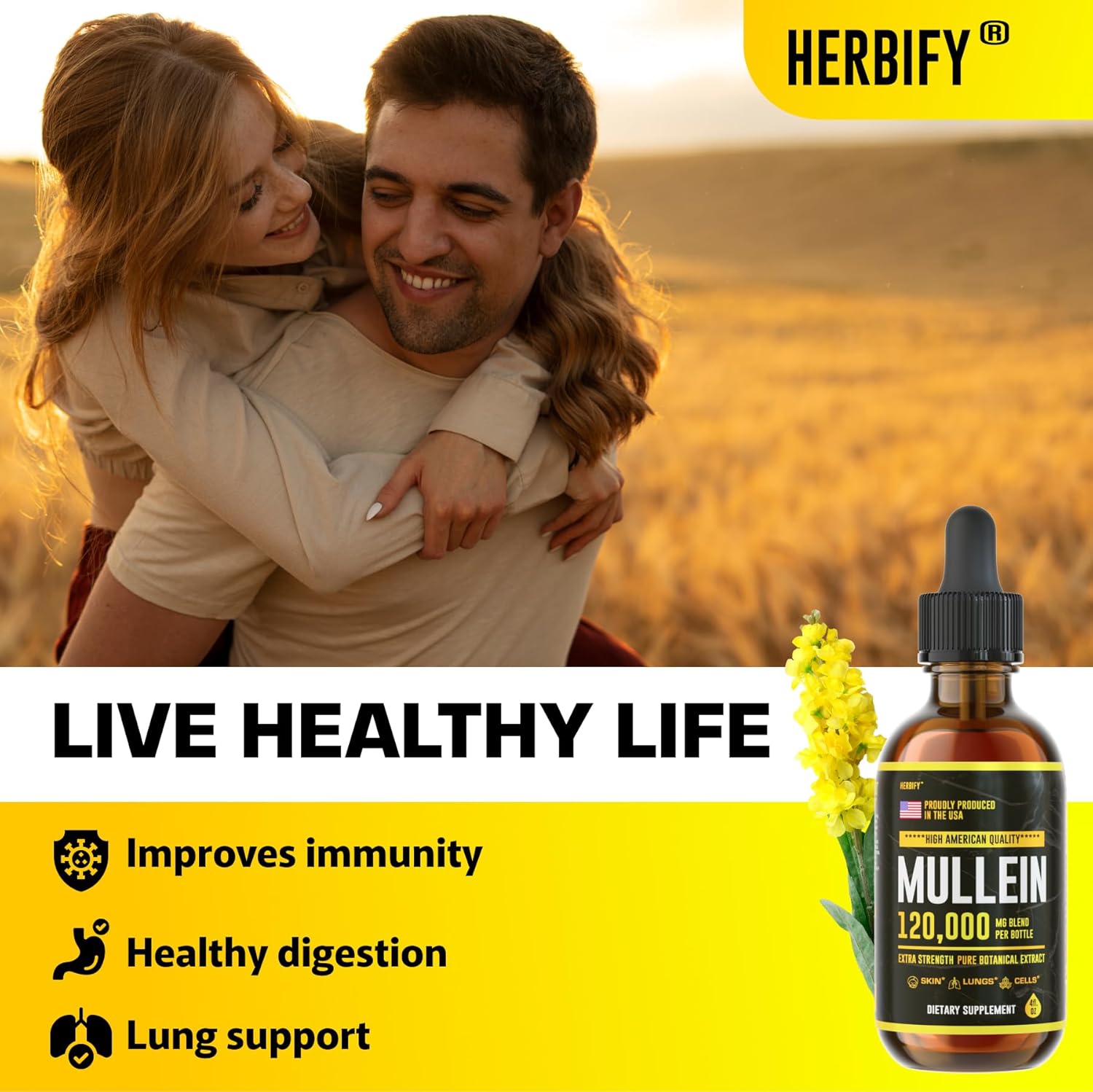 Mullein Leaf Extract and Lemon Balm Bundle for Respiratory and Brain Support