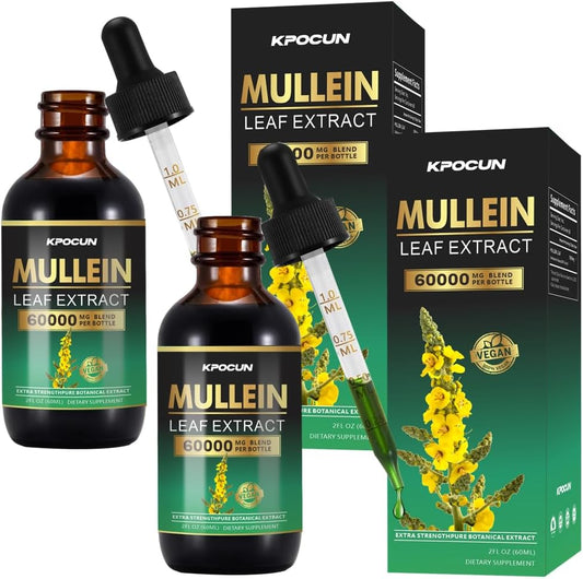 Mullein Leaf Extract Drops for Lung Cleanse and Immune Support - Herbal Respiratory Supplement - 4 fl oz