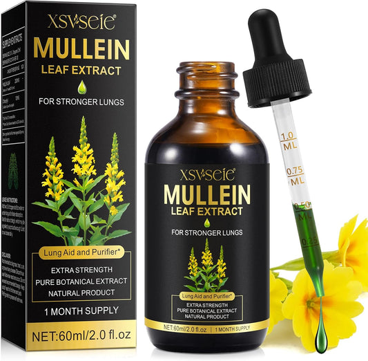 Mullein Leaf Extract Drops with Chlorophyll for Lung Health - Natural Herbal Supplement for Cleanse and Breathe