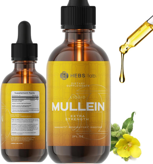 Mullein Leaf Extract Tincture for Lung Health - Made in USA - Herbal Respiratory Support Supplement - 2 Fl Oz Bottle