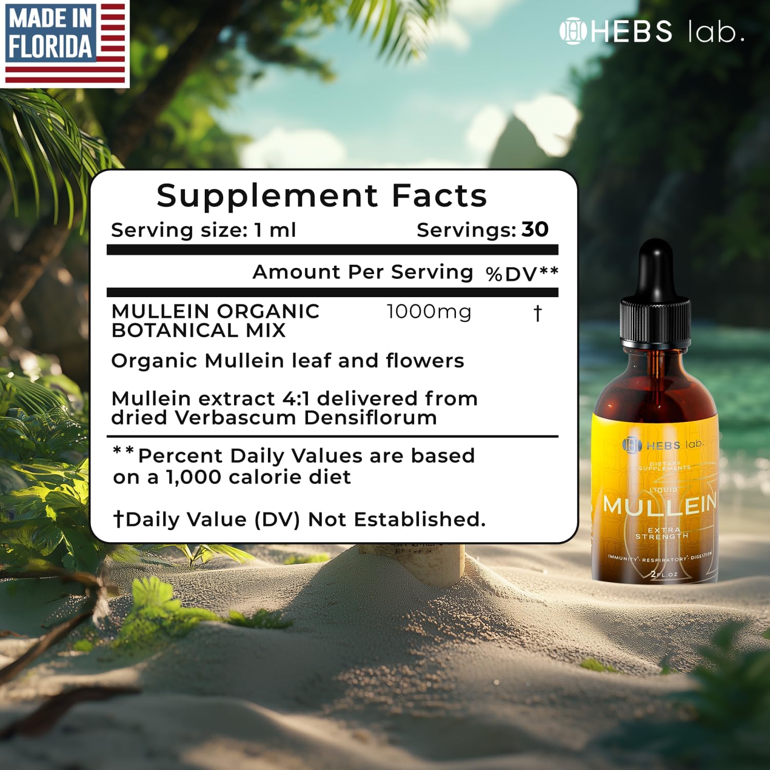 Mullein Leaf Extract Tincture for Lung Health - Made in USA - Herbal Respiratory Support Supplement - 2 Fl Oz Bottle