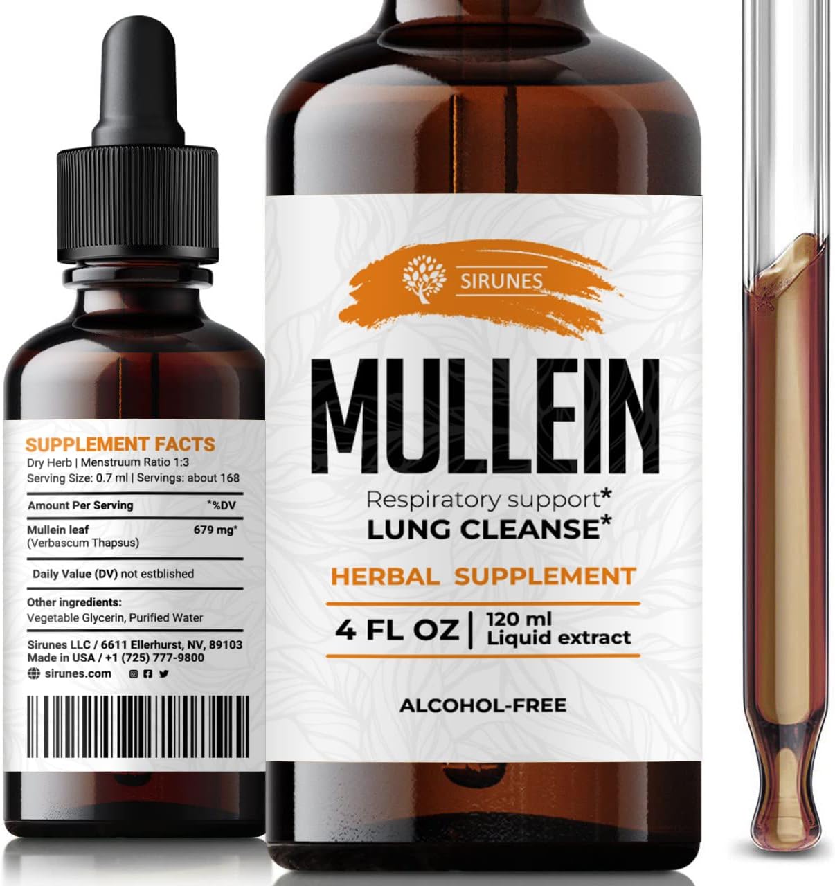 Mullein Leaf Verbascum Thapsus Supplement for Lung and Respiratory Health - 4 Fluid Ounces