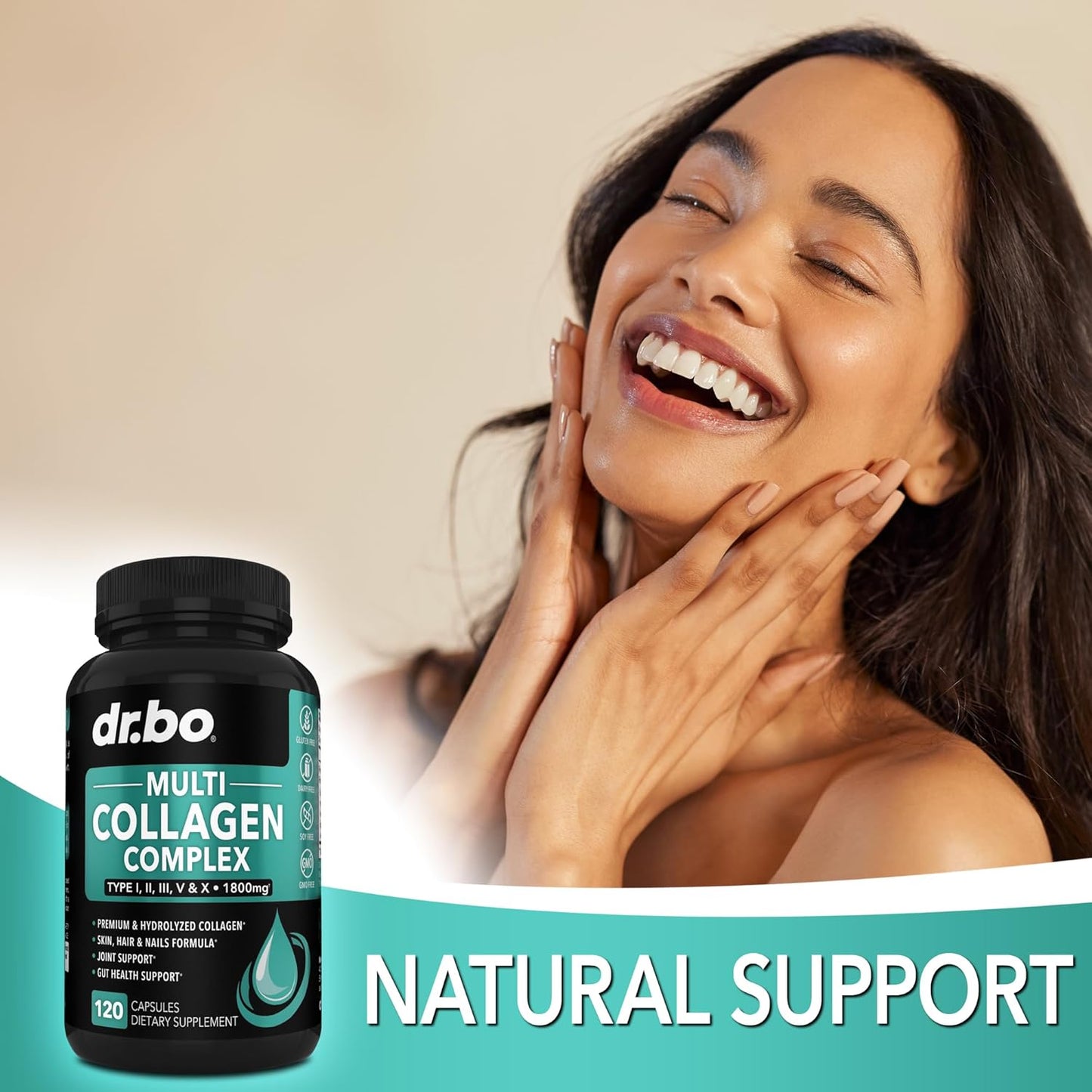 Multi Collagen Peptides Capsules for Skin, Hair & Nails - Type I, II, III, V, & X Complex for Women & Men - 120 Protein Pills