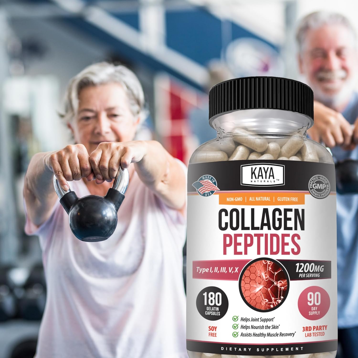 Multi Collagen Peptides Powder for Women and Men - Types I, II, III, V & X - 180 Capsules