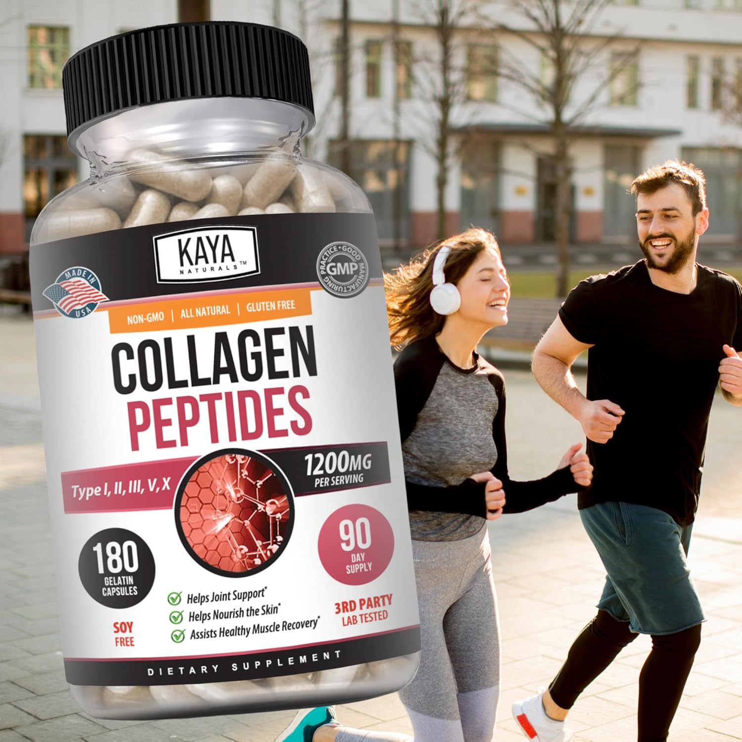 Multi Collagen Peptides Powder for Women and Men - Types I, II, III, V & X - 180 Capsules
