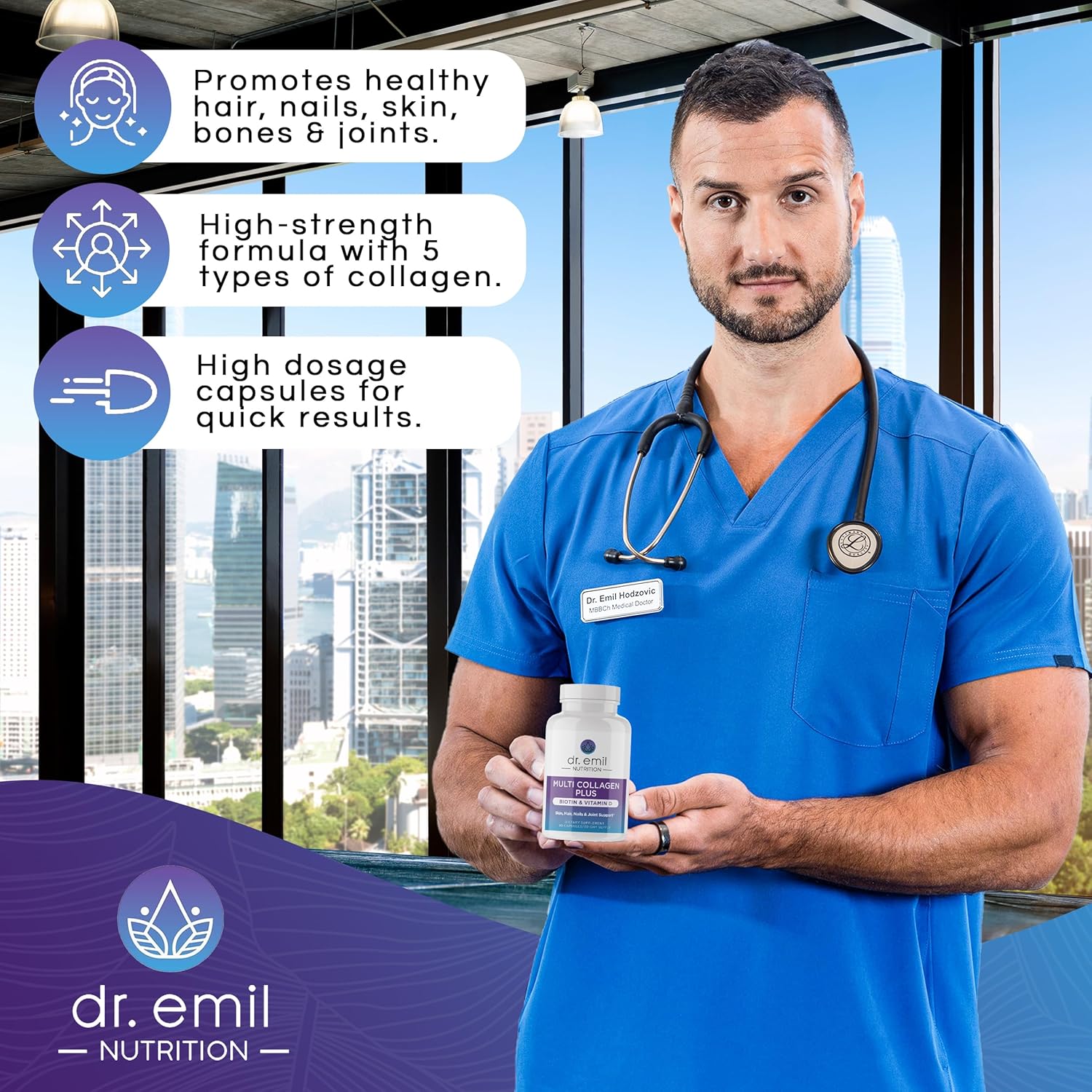 Multi Collagen Peptides with Biotin and Vitamin D for Hair, Skin, and Nails - Hair Growth Supplements