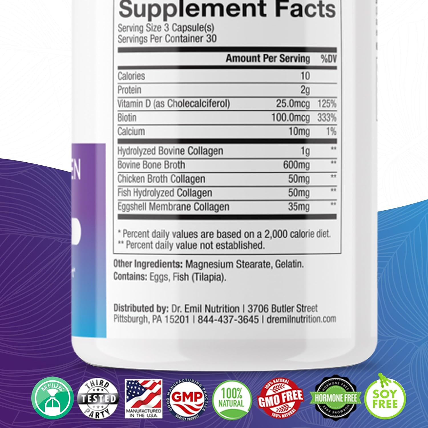 Multi Collagen Peptides with Biotin and Vitamin D for Hair, Skin, and Nails - Hair Growth Supplements