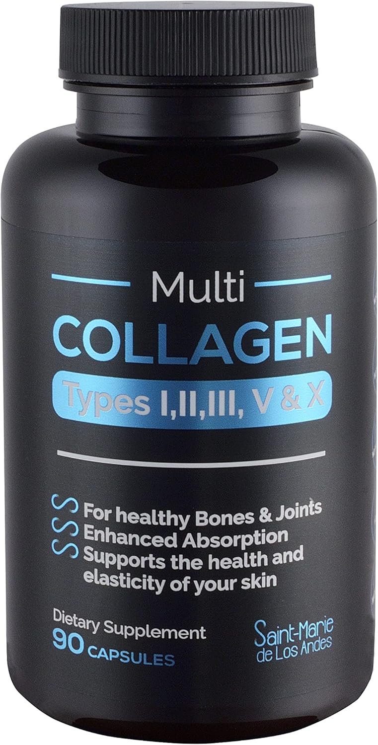 Multi Collagen Pills with Absorption Enhancer - 9 Months Supply for Hair, Skin, Nails, Joints & Gut Health - Non-GMO Supplement