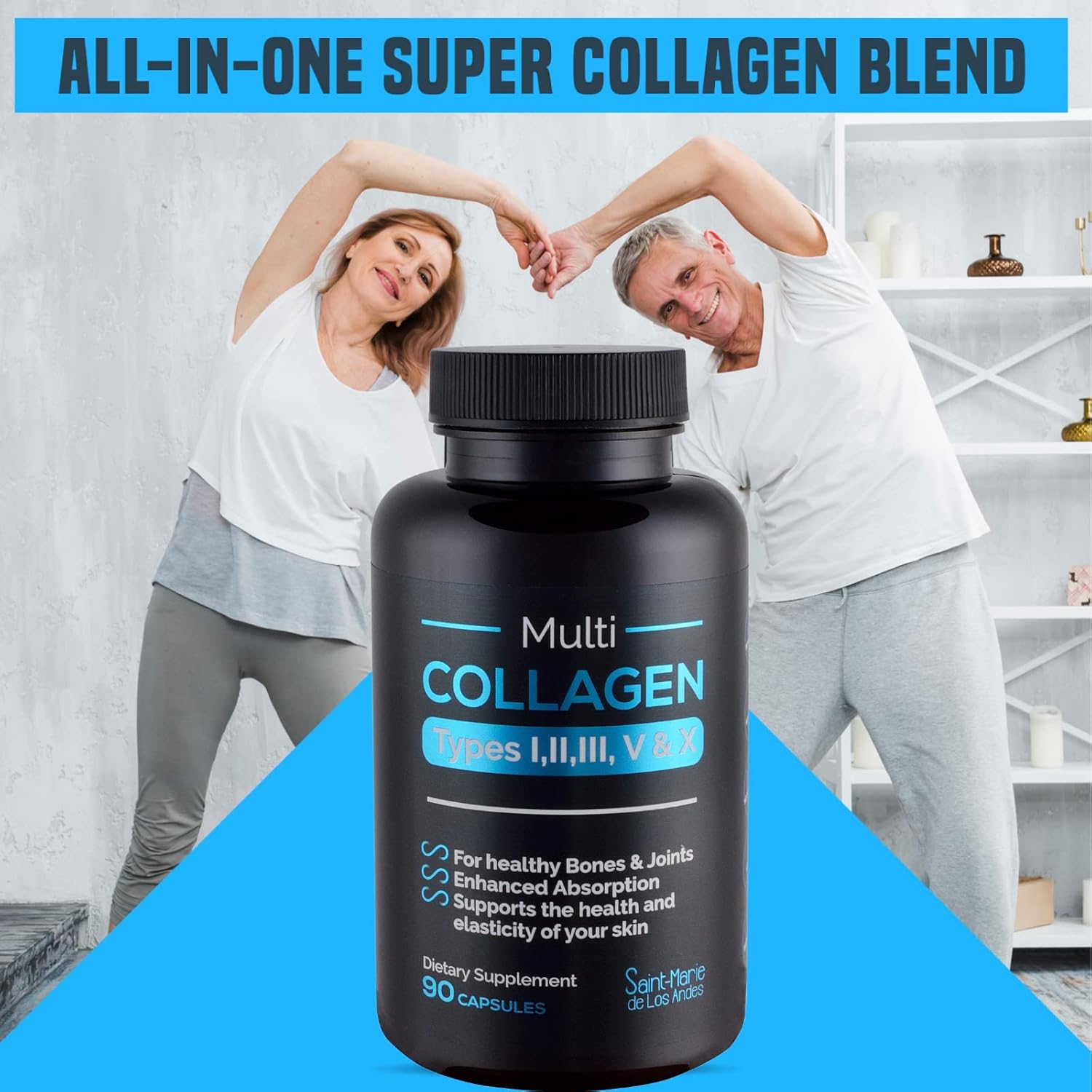 Multi Collagen Pills with Absorption Enhancer - 9 Months Supply for Hair, Skin, Nails, Joints & Gut Health - Non-GMO Supplement