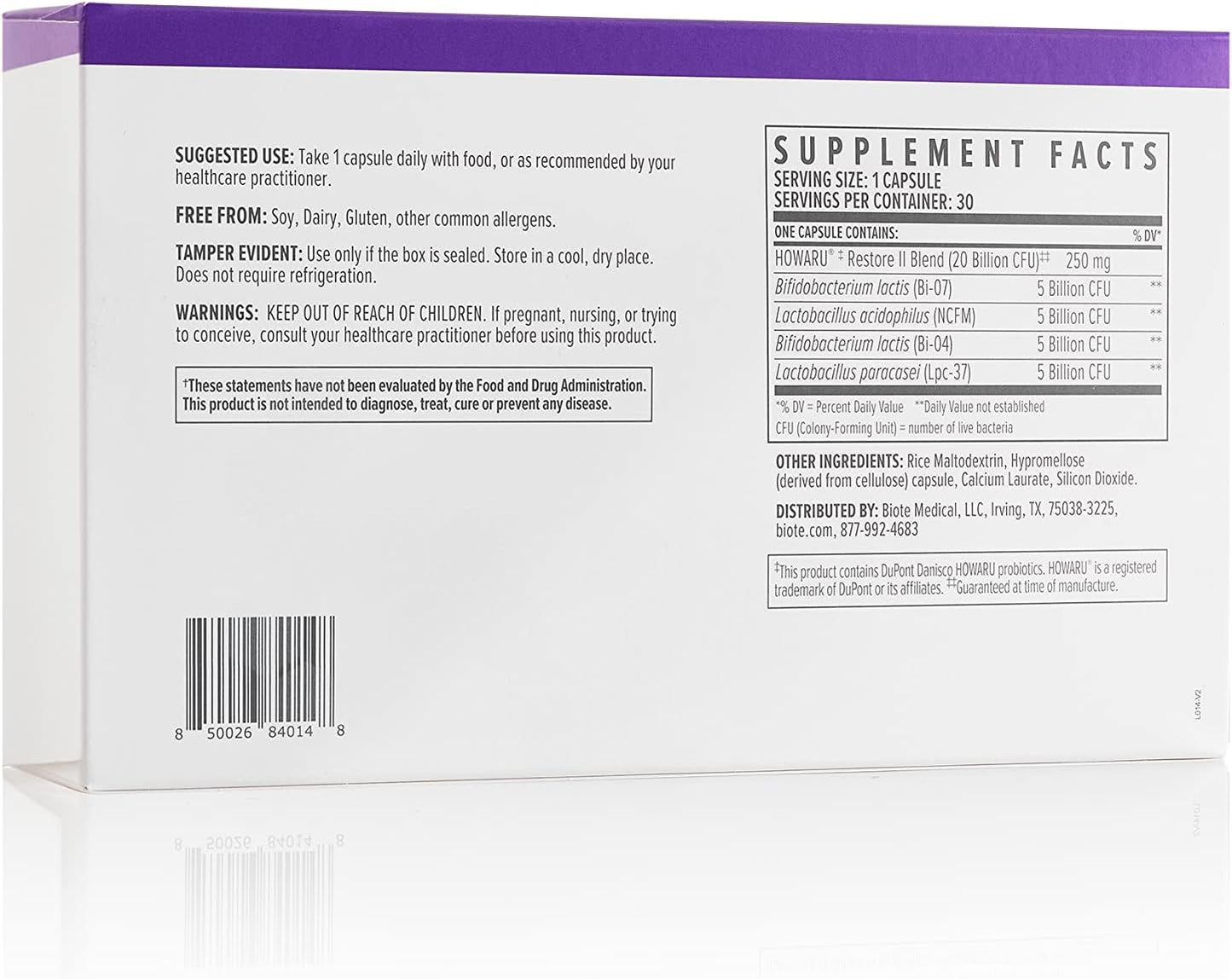 Multi-Strain Probiotic 20B Capsules for Gut and Digestive Health - 30 Count