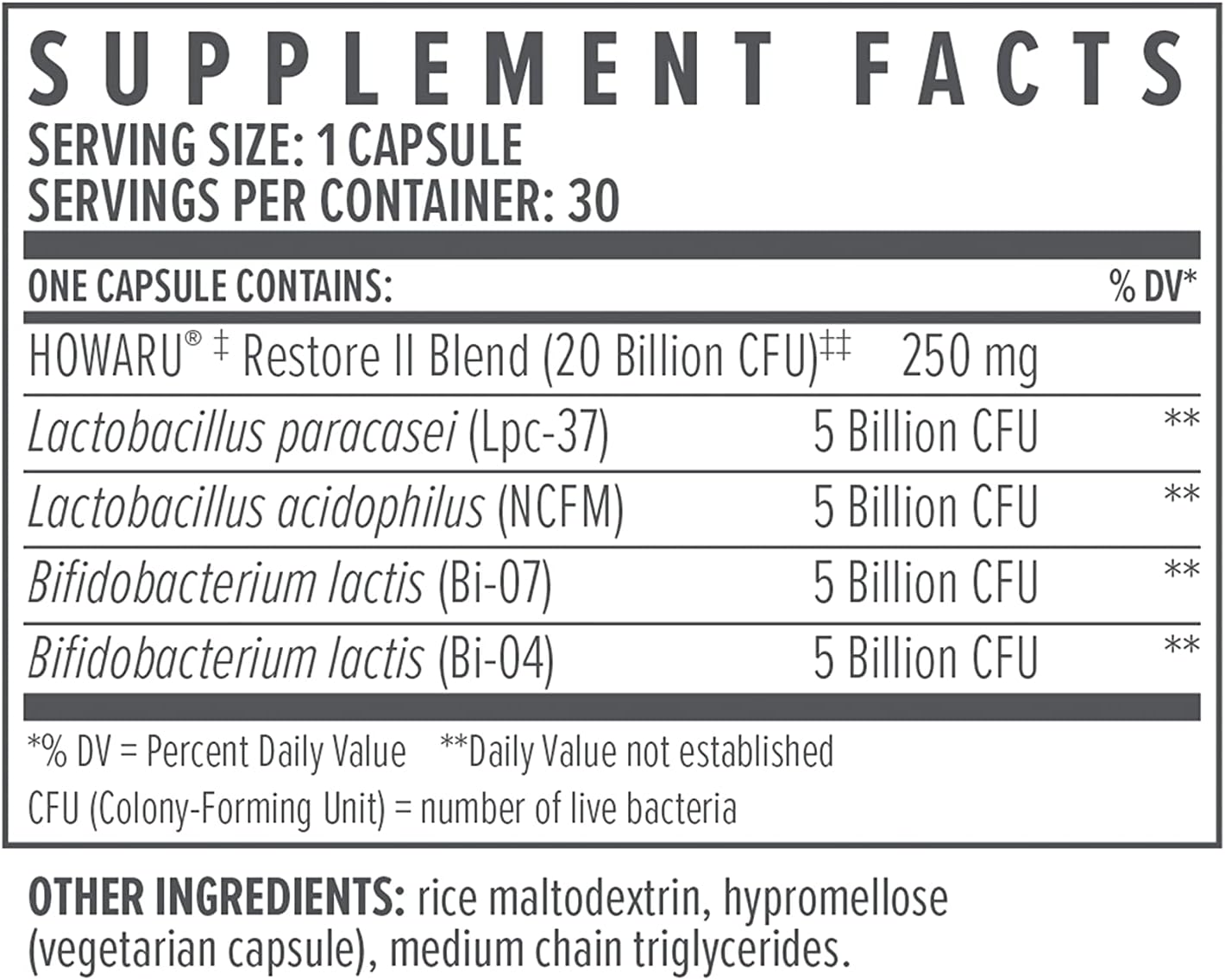 Multi-Strain Probiotic 20B Capsules for Gut and Digestive Health - 30 Count