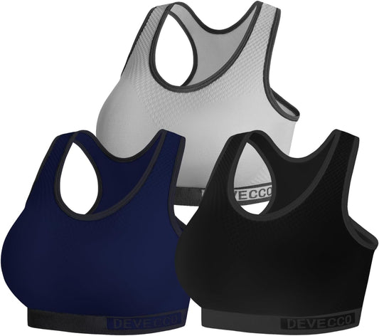 Multipack Medium Support Wireless Padded Racerback Sports Bras for Women with Full Coverage - Ideal for Workouts
