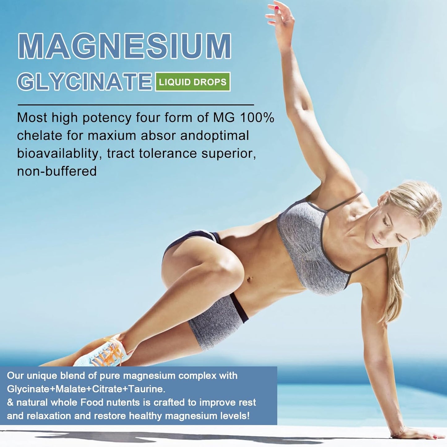 Multitea Magnesium Glycinate Liquid Drops - Enhanced Absorption Supplement for Nerve, Heart, and Muscle Health - Sugar-Free with Essential Nutrients