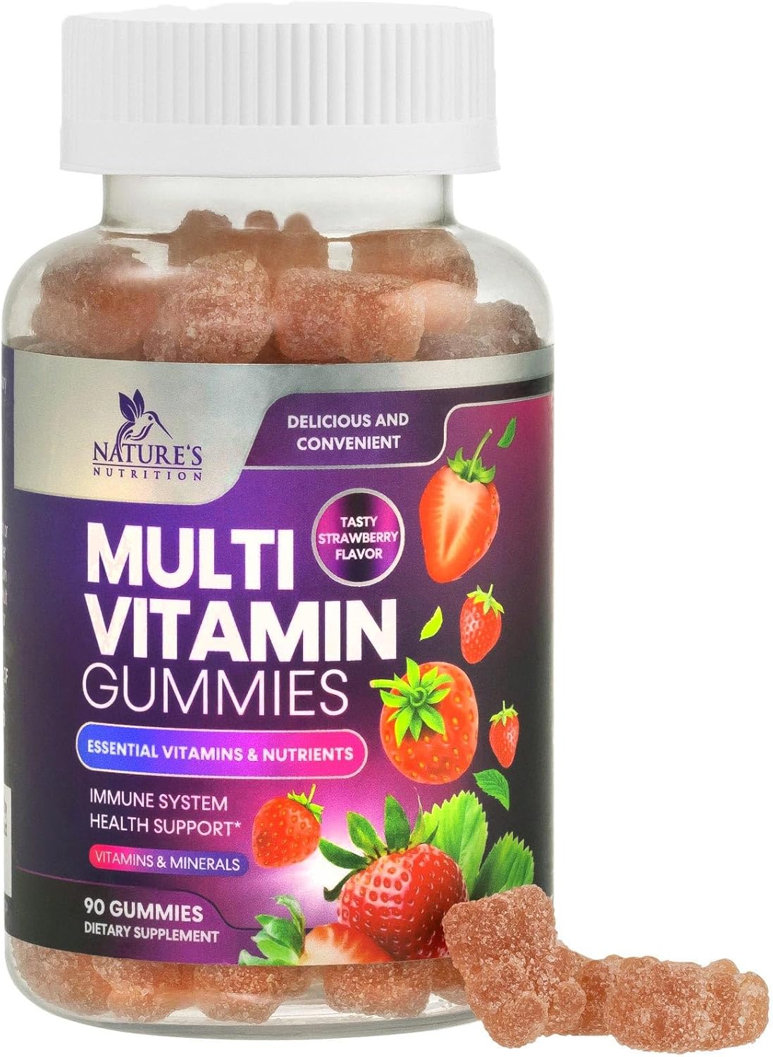 Multivitamin Gummies for Adults with 13 Vitamins and Minerals - Immune Health Support Supplement - Berry Flavor - 90 Gummies