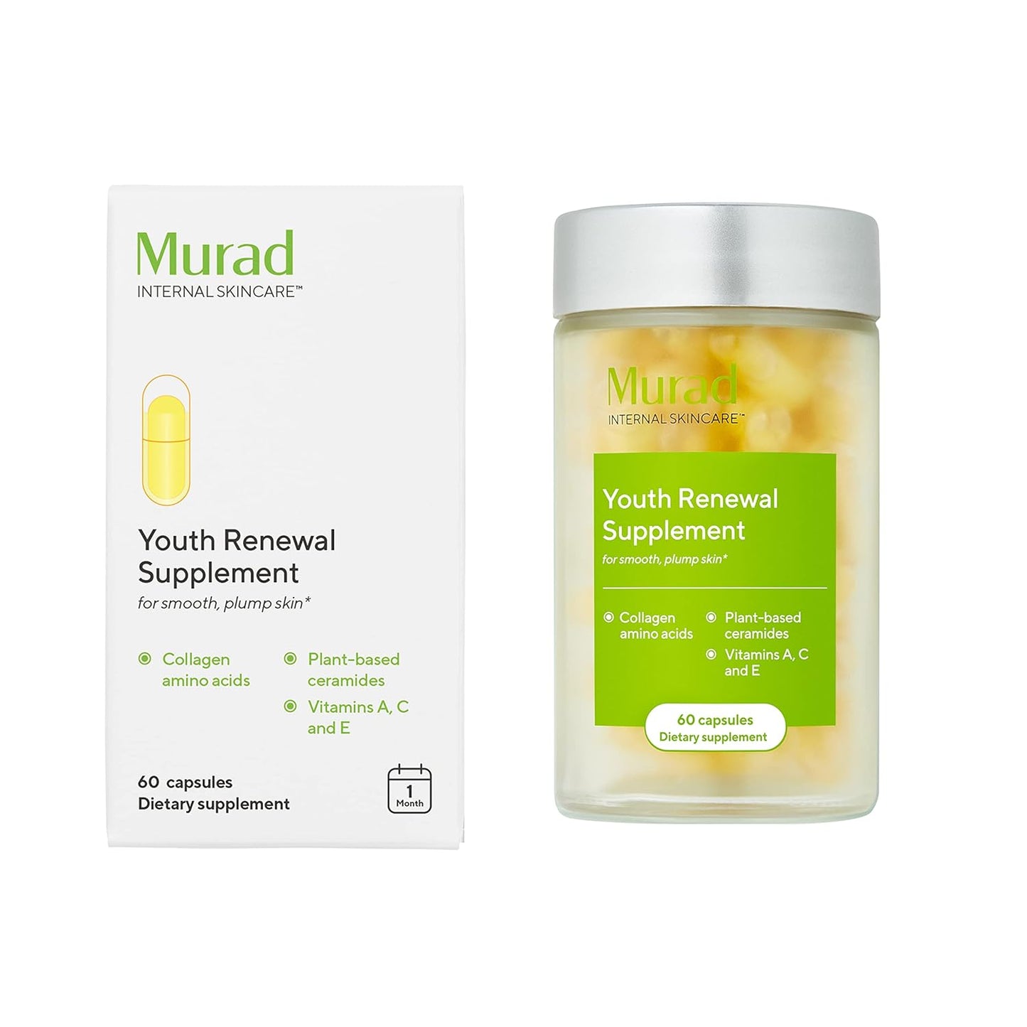 Murad Youth Renewal Supplement: Anti-Aging Beauty with Collagen and Ceramides for Smooth, Plump Skin - Reduce Wrinkles and Fine Lines Internally