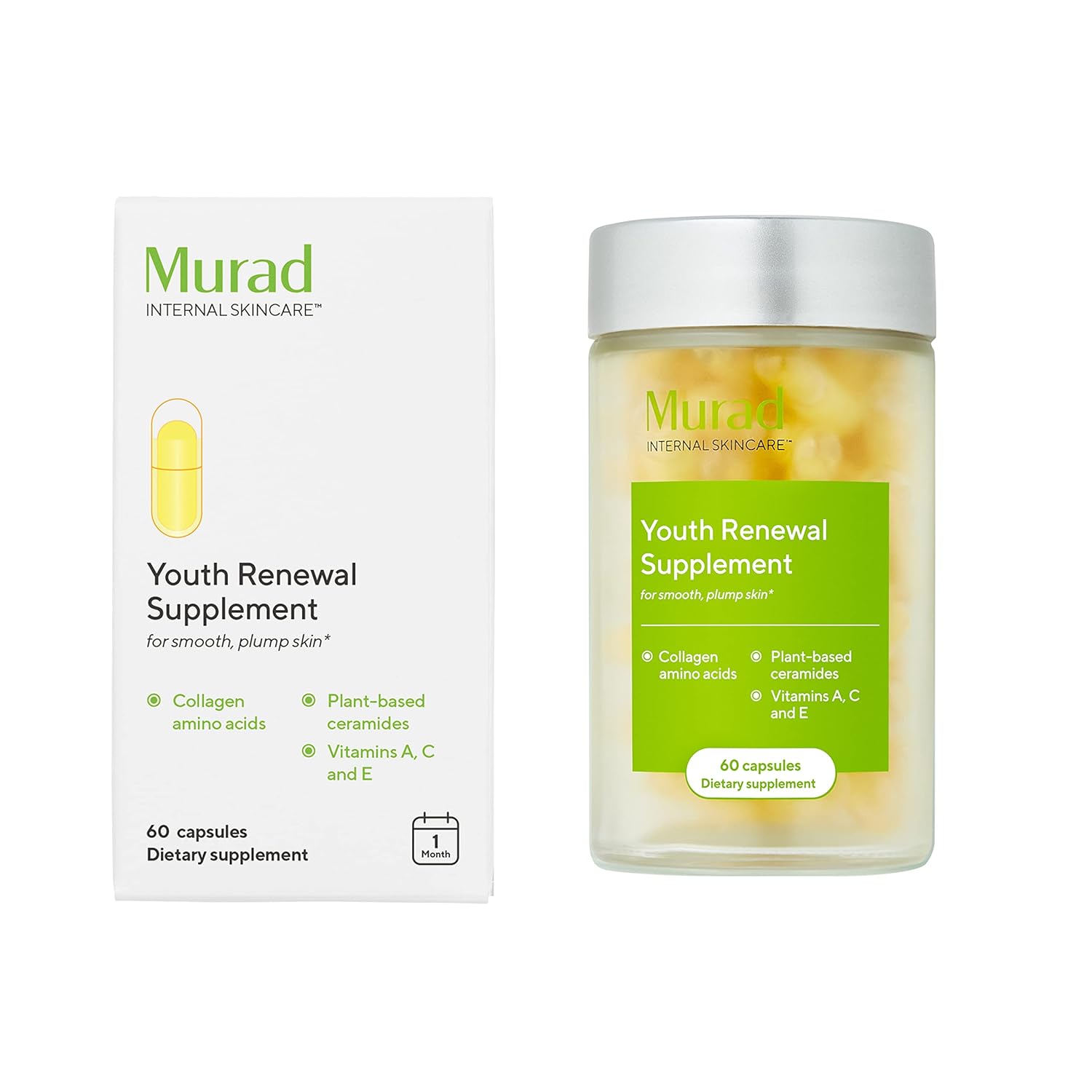Murad Youth Renewal Supplement: Anti-Aging Beauty with Collagen and Ceramides for Smooth, Plump Skin - Reduce Wrinkles and Fine Lines Internally