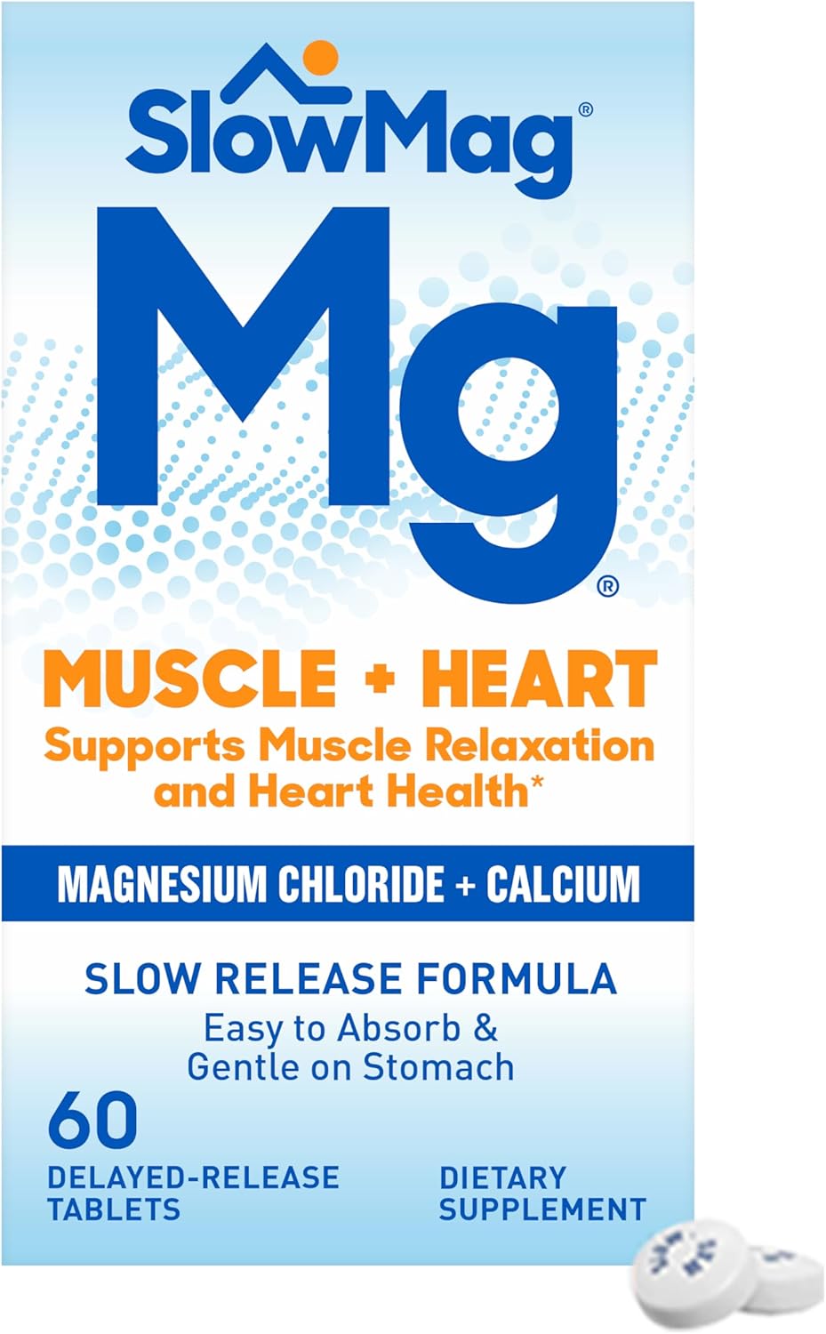 Muscle and Heart Support Supplement with Magnesium Chloride and Calcium for Muscle Relaxation and Heart Health, 60 Count