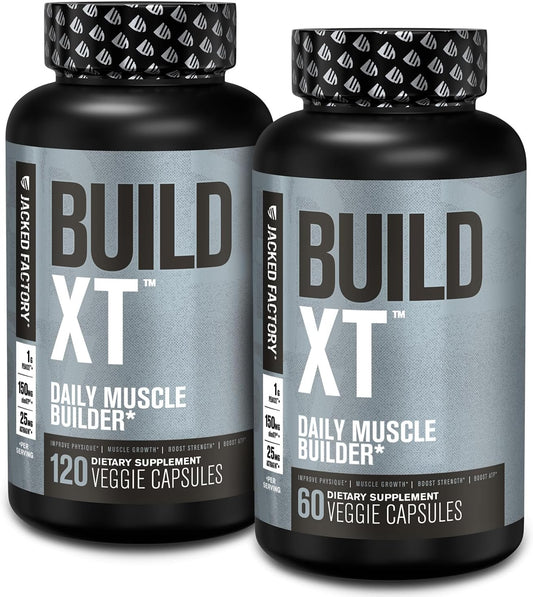 Muscle Builder & Performance Enhancer Supplement - Build-XT by Jacked Factory | Enhances Strength & Growth with Peak02, ElevATP, & Astragin - 180 Veggie Capsules