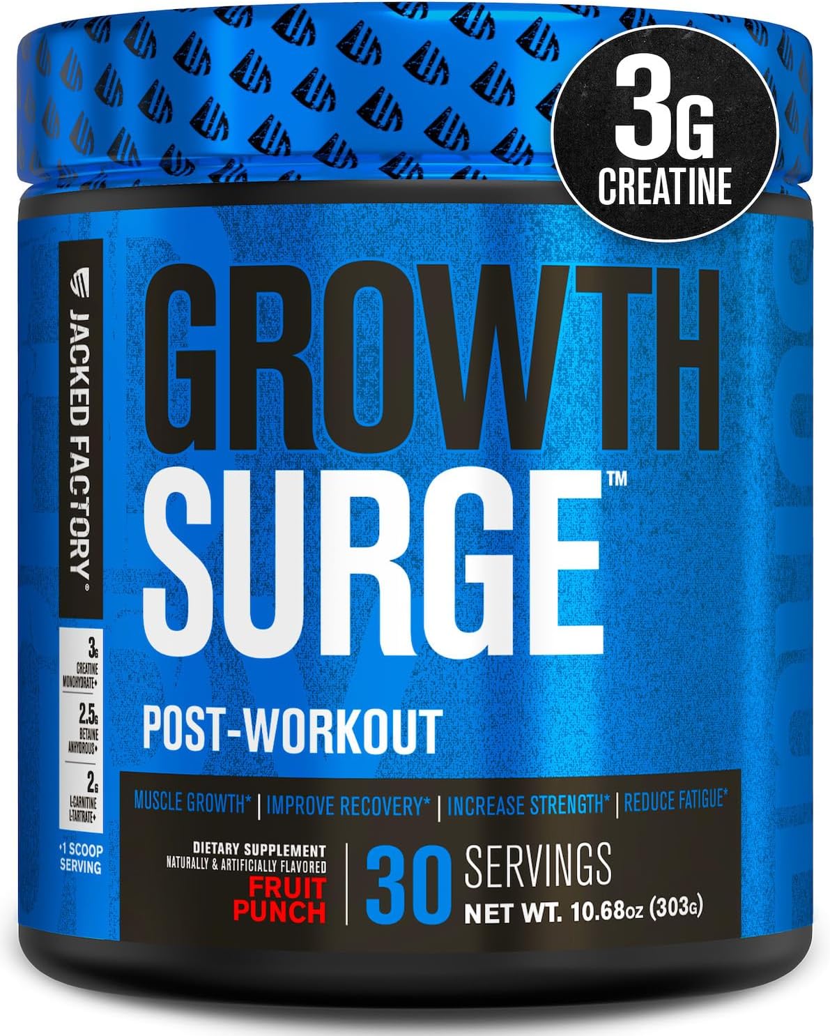 Muscle Builder & Recovery Supplement with Creatine & L-Carnitine - Jacked Factory Growth Surge Post Workout - 30 Servings