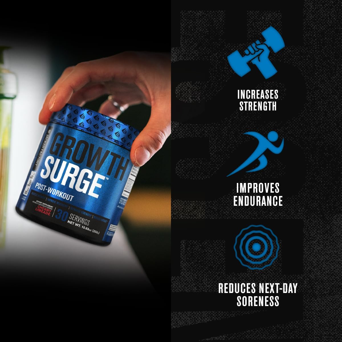 Muscle Builder & Recovery Supplement with Creatine & L-Carnitine - Jacked Factory Growth Surge Post Workout - 30 Servings