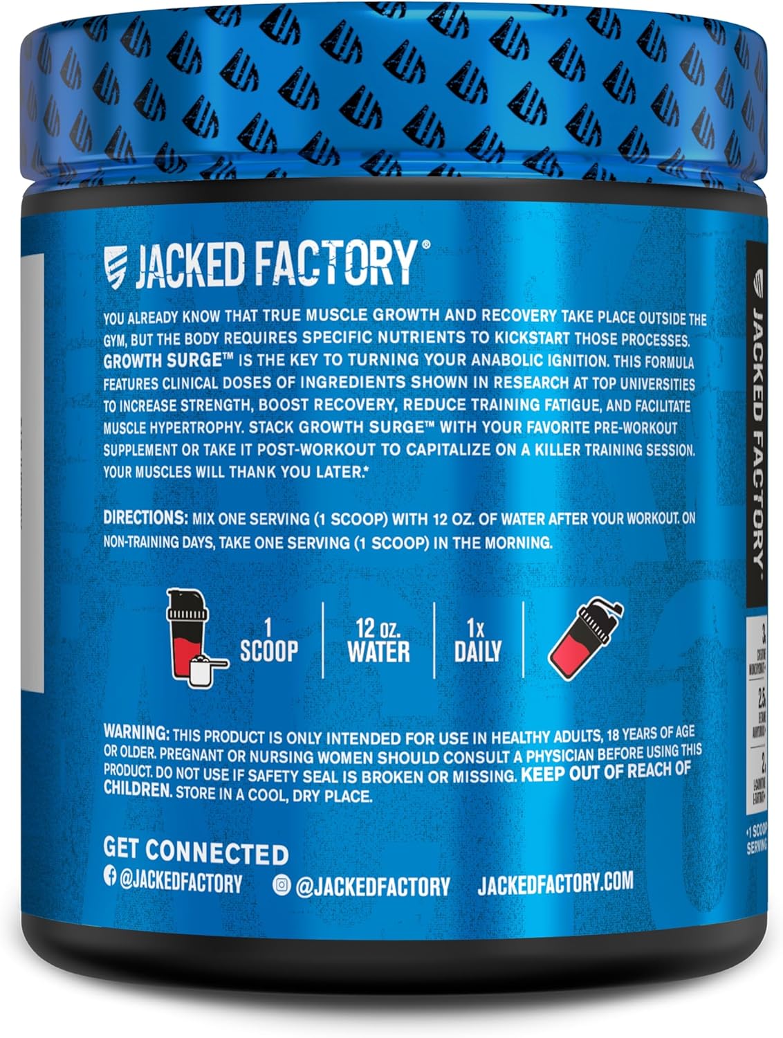Muscle Builder & Recovery Supplement with Creatine & L-Carnitine - Jacked Factory Growth Surge Post Workout - 30 Servings