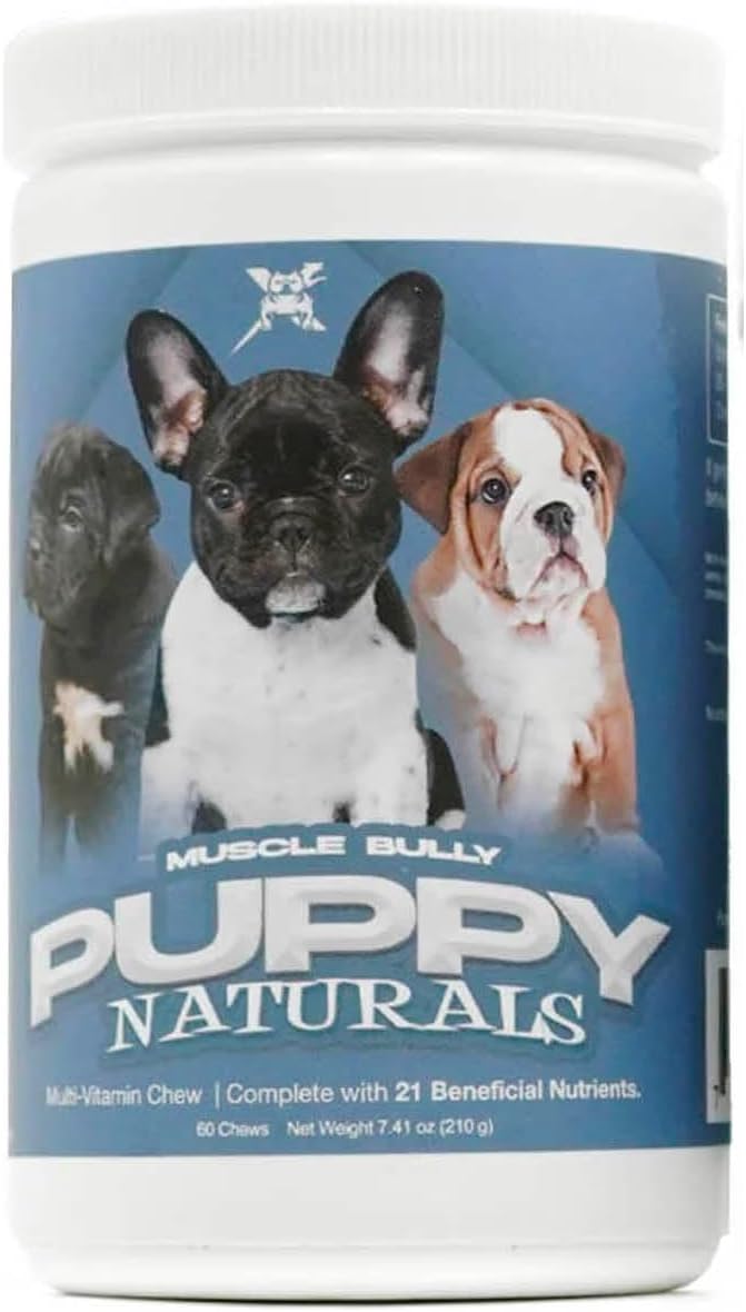 Muscle Bully Puppy Naturals Multivitamin Chews - 10-in-1 Formula for Immunity, Muscle, Brain, Heart, Eyes, Gut, Bone, Teeth & Coat.