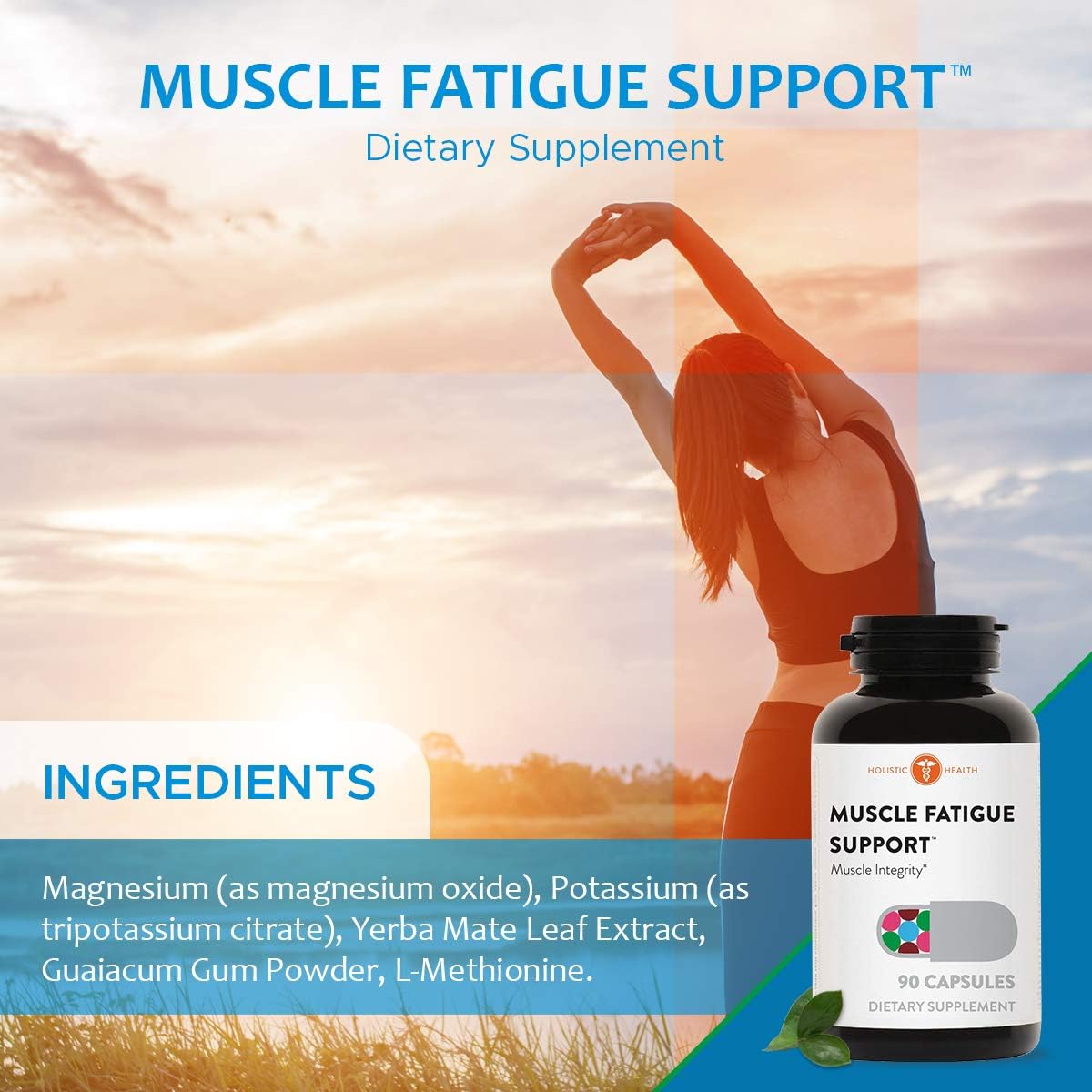 Muscle Fatigue Support: Holistic Magnesium Potassium Supplement - Promotes Healthy Muscle Function - 90 Capsules