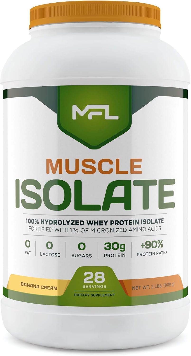 MUSCLE FOOD LABS MFL 100% Isolate Protein - 30g Protein, 12g Amino Acids, Keto Friendly, Low Carbs - 2 lbs (Banana Cream)
