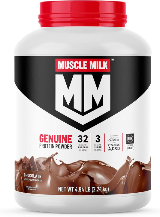 Muscle Milk Genuine Chocolate Protein Powder - 4.94lb, 32 Servings, 32g Protein, NSF Certified, Energizing Snack