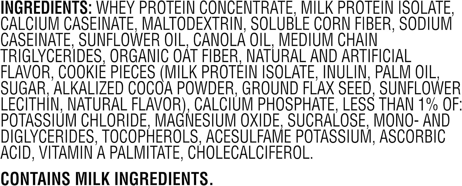 Muscle Milk Genuine Cookies 'N Crème Protein Powder - 1.93lbs, 12 Servings, 32g Protein, 3g Sugar, with Calcium & Vitamins A, C & D - NSF Certified Energizing Snack