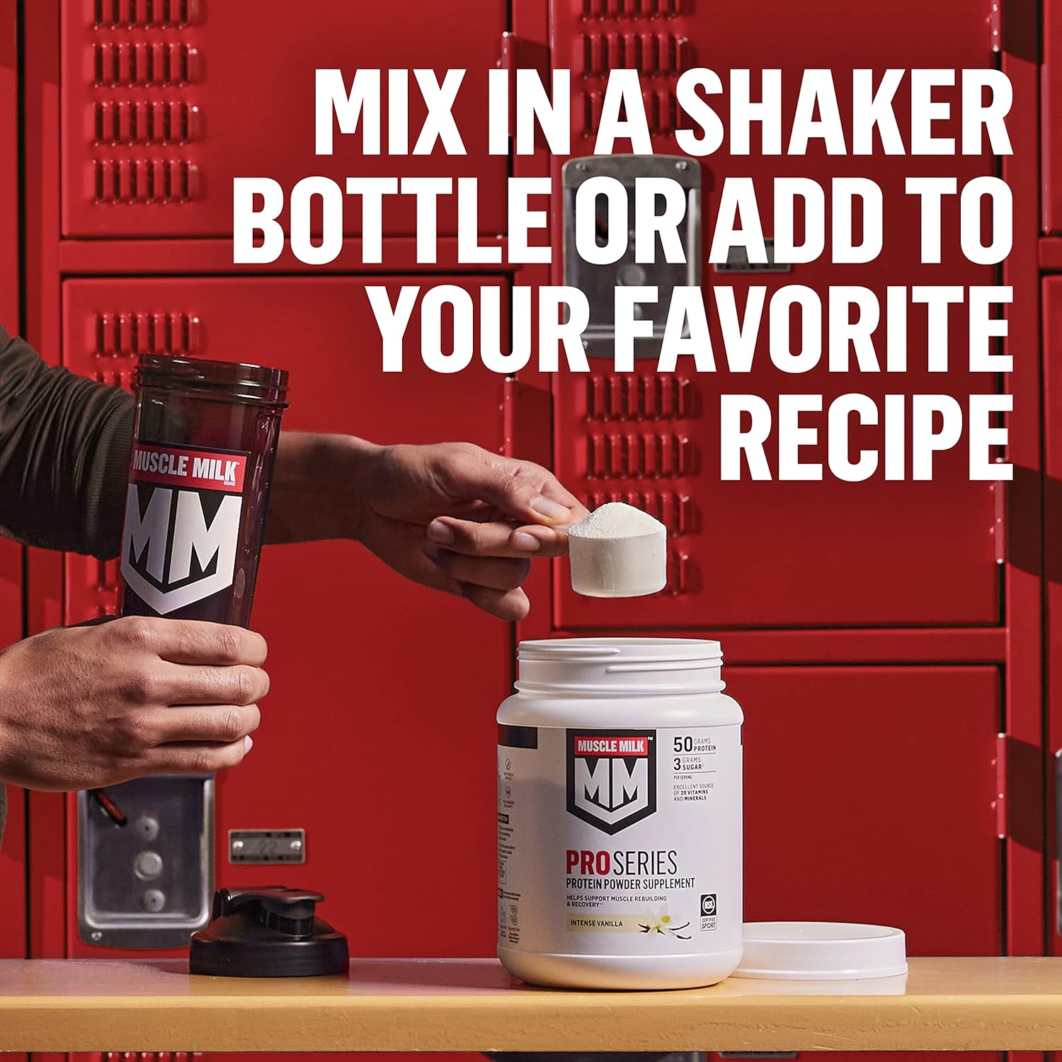 Muscle Milk Pro Series Intense Vanilla Protein Powder, 2.54 lb, 14 Servings, 50g Protein, 3g Sugar, NSF Certified, Workout Recovery