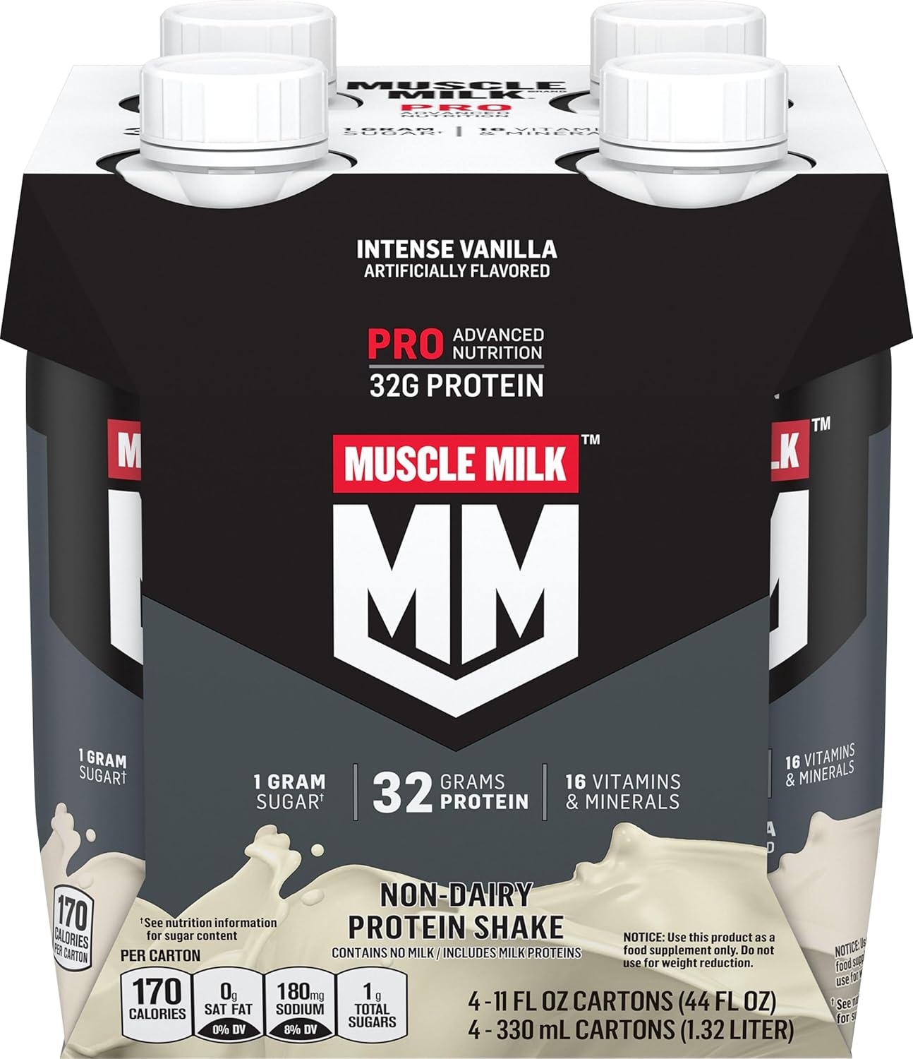 Muscle Milk Pro Series Intense Vanilla Protein Shake, Pack of 4