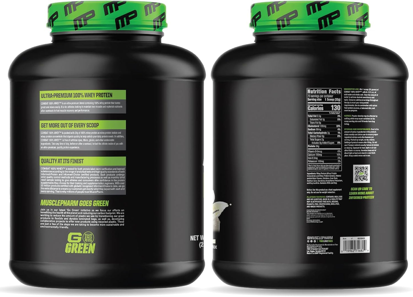 Muscle Pharm Combat 100% Whey Protein Powder - Vanilla Flavor, Fast Recovery & Muscle Gain, Whey Protein Isolate, High Protein for Women & Men, Gluten Free - 5 lb, 70 Servings