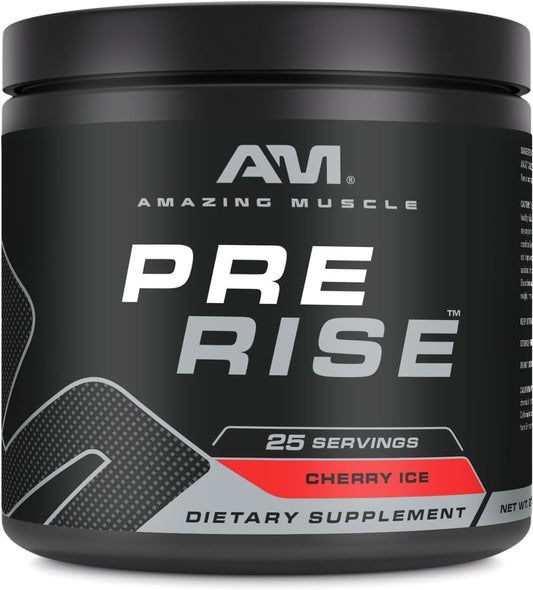 Muscle Pre Rise Pre-Workout Powder Supplement for Men & Women - 25 Servings, Cherry Ice Flavor - Boosted with Caffeine & Beta-Alanine