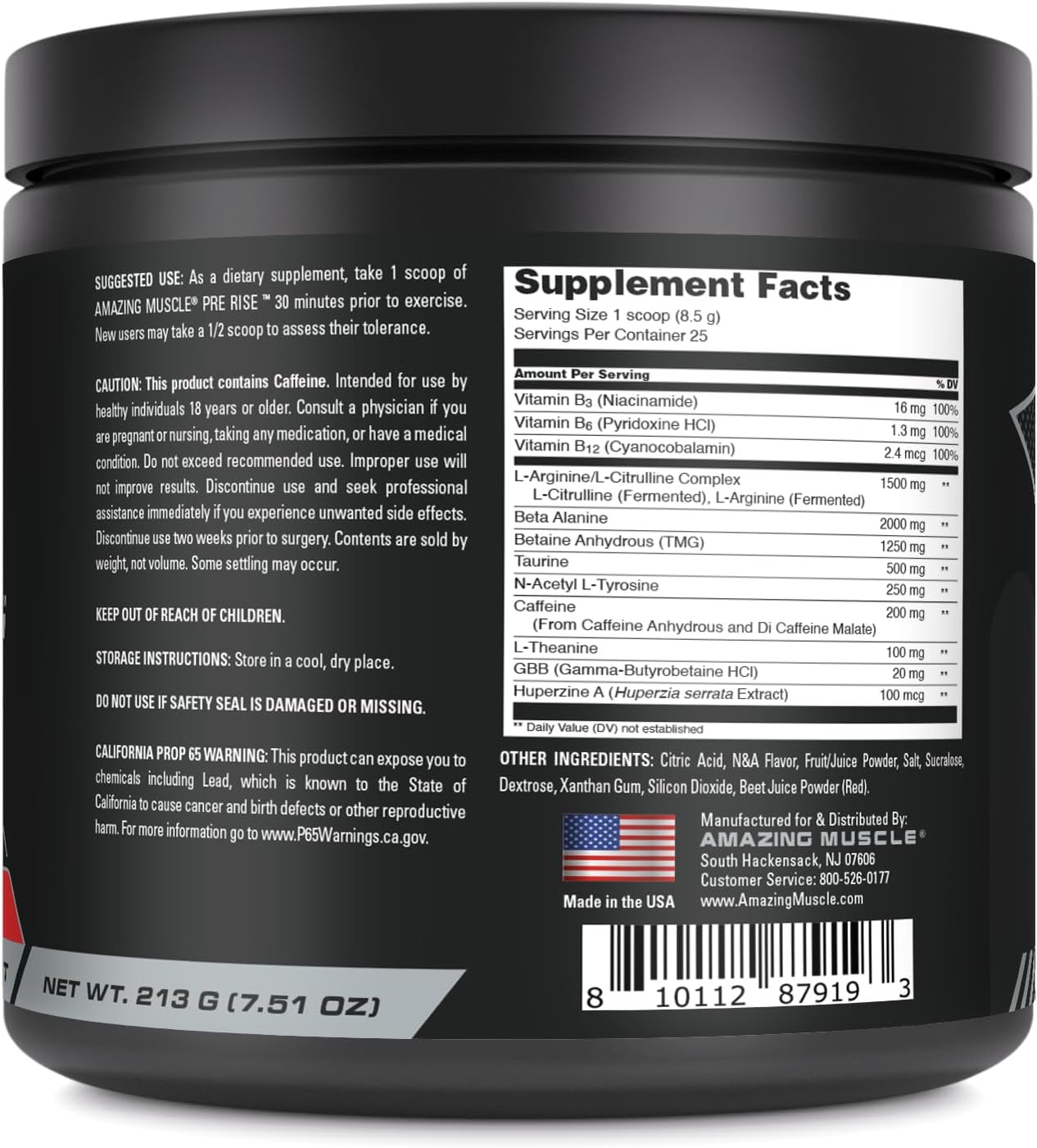 Muscle Pre Rise Pre-Workout Powder Supplement for Men & Women - 25 Servings, Cherry Ice Flavor - Boosted with Caffeine & Beta-Alanine