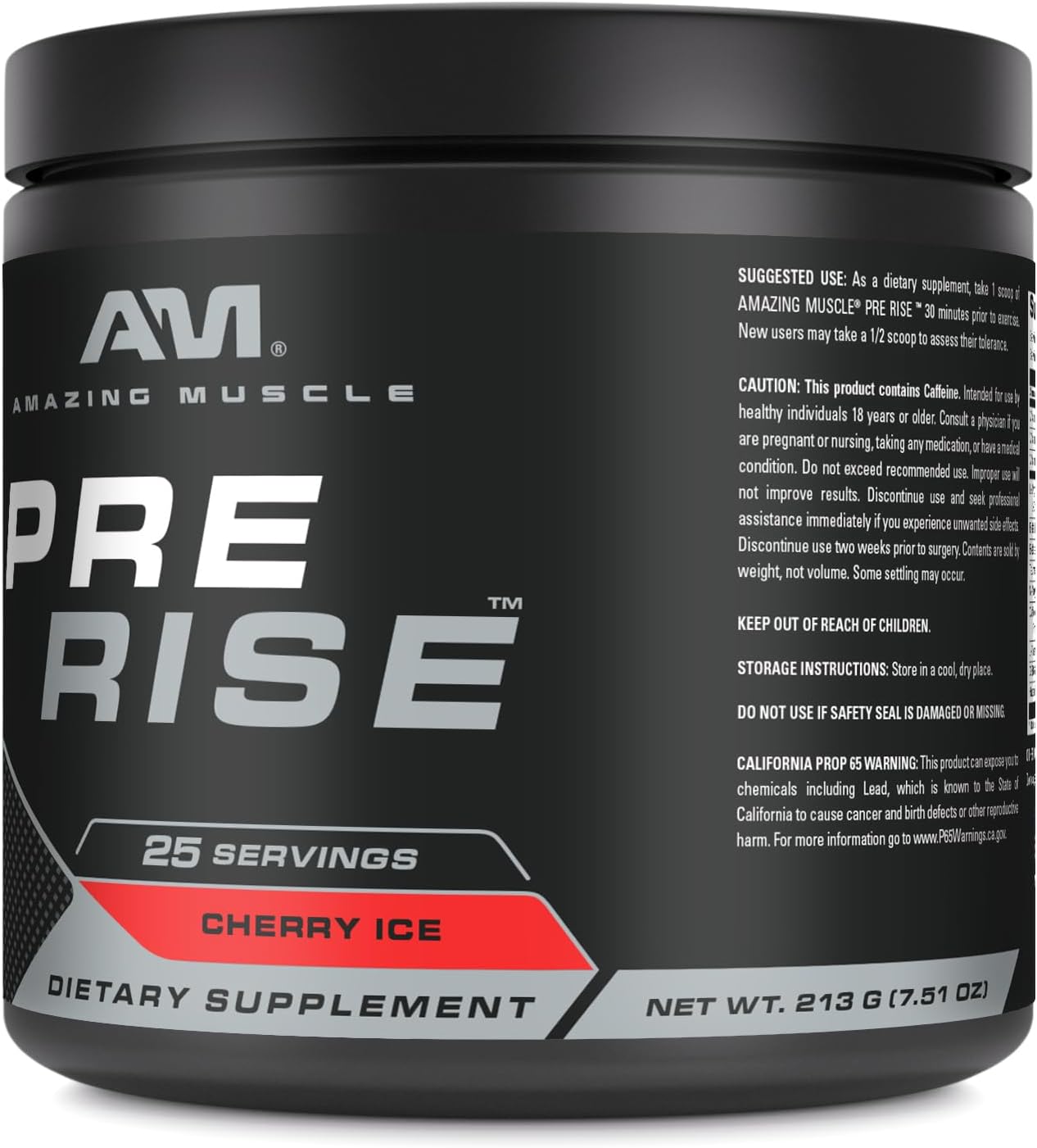 Muscle Pre Rise Pre-Workout Powder Supplement for Men & Women - 25 Servings, Cherry Ice Flavor - Boosted with Caffeine & Beta-Alanine