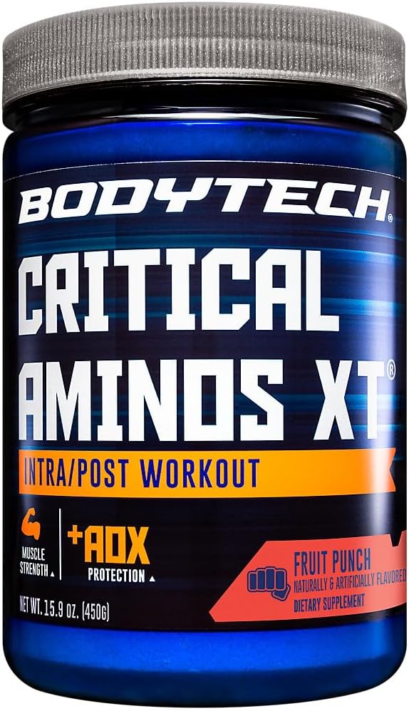 Muscle Recovery Performance Powder - BodyTech Critical Aminos XT in Fruit Punch Flavor - Enhance Results (15.9 oz)