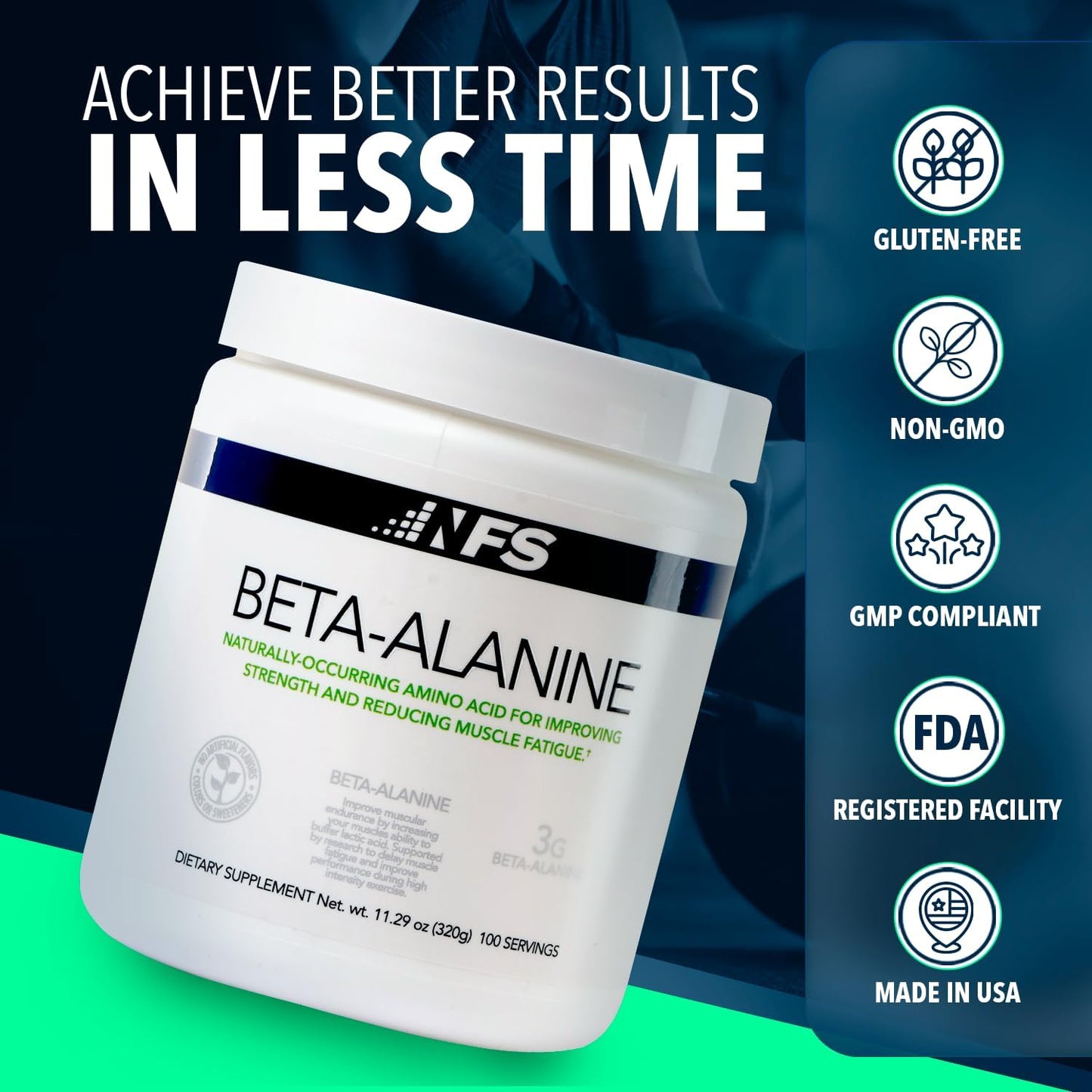 Muscle Recovery Powder with Beta Alanine | Reduces Fatigue | Unflavored Protein Supplement | Promotes Carnosine Levels | 320g (100 Servings)
